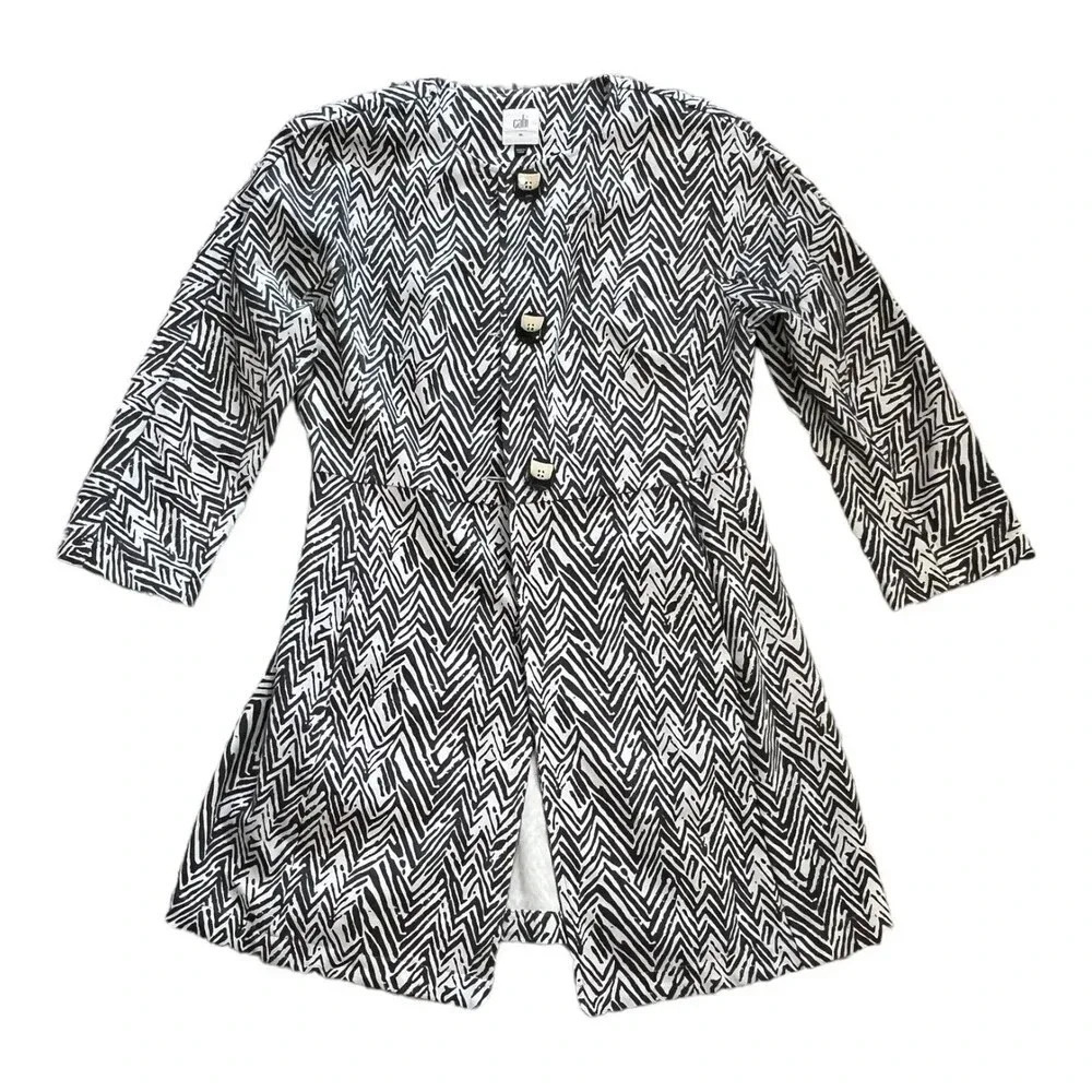 Cabi Black White Chevron 3/4 Sleeve Ponte Jacket XS